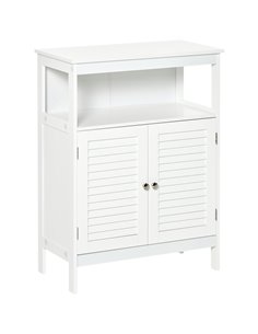 Kleankin Freestanding Bathroom Storage Cabinet with Double Shutter Doors, White