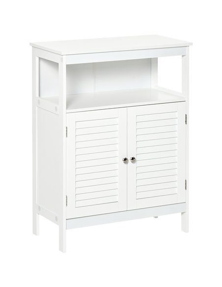 Kleankin Freestanding Bathroom Storage Cabinet with Double Shutter Doors, White - pic 21048 | FastDaddyshop