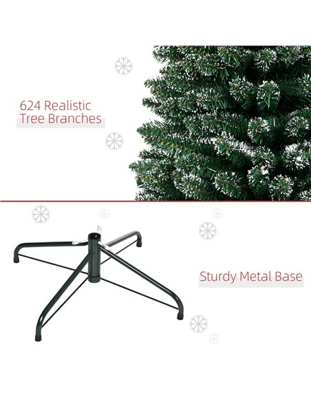 HOMCOM 7.5FT Artificial Snow Dipped Christmas Tree Xmas Pencil Tree Holiday Home Indoor Decoration with Foldable Black Stand, Gr - pic 210480 | FastDaddyshop