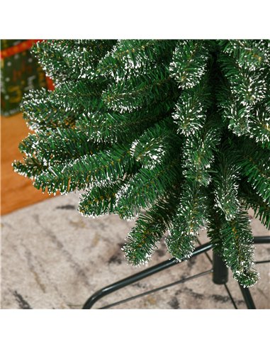 HOMCOM 7.5FT Artificial Snow Dipped Christmas Tree Xmas Pencil Tree Holiday Home Indoor Decoration with Foldable Black Stand, Gr