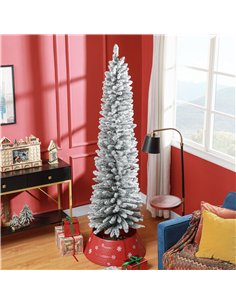 HOMCOM 7ft Artificial Snowy Pencil Christmas Tree - White 2