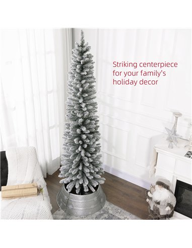 HOMCOM 7ft Artificial Snowy Pencil Christmas Tree - White