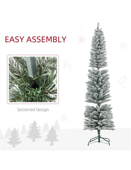 HOMCOM 7ft Artificial Snowy Pencil Christmas Tree - White - pic 210488 | FastDaddyshop
