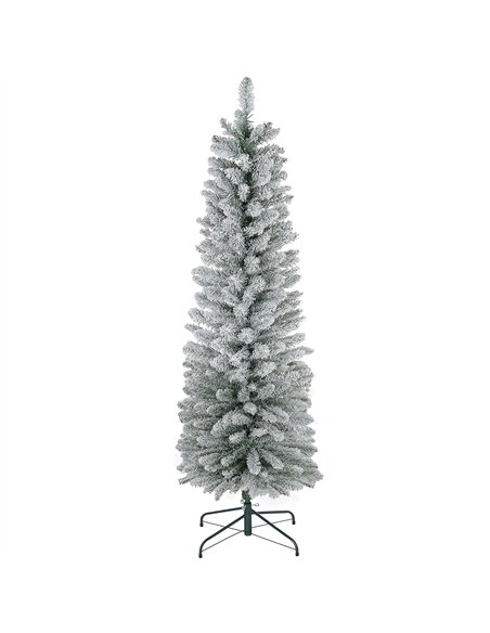 HOMCOM 6ft Artificial Snowy Pencil Christmas Tree - White - pic 210492 | FastDaddyshop