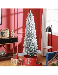 HOMCOM 6ft Artificial Snowy Pencil Christmas Tree - White 2