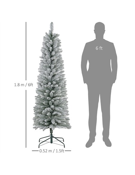 HOMCOM 6ft Artificial Snowy Pencil Christmas Tree - White - pic 210494 | FastDaddyshop