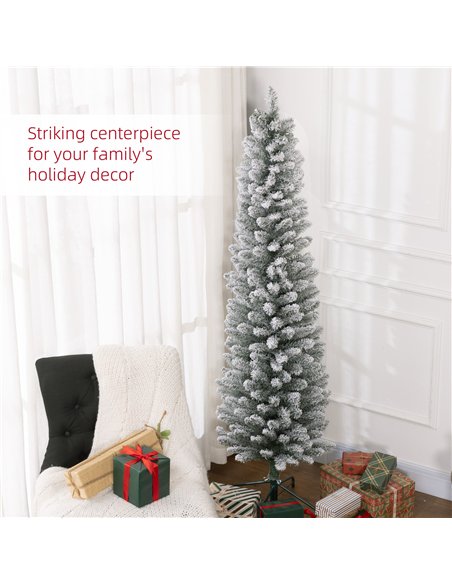 HOMCOM 6ft Artificial Snowy Pencil Christmas Tree - White - pic 210495 | FastDaddyshop