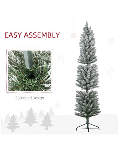 HOMCOM 6ft Artificial Snowy Pencil Christmas Tree - White