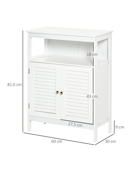 Kleankin Freestanding Bathroom Storage Cabinet with Double Shutter Doors, White - pic 21050 | FastDaddyshop