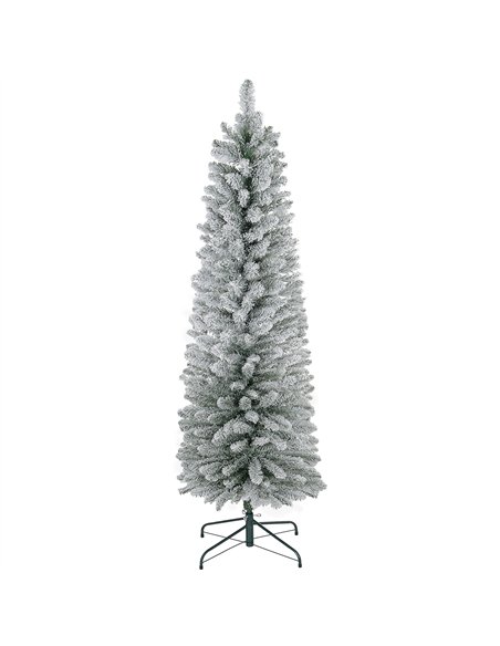 HOMCOM 5ft Artificial Snowy Pencil Christmas Tree - White - pic 210501 | FastDaddyshop