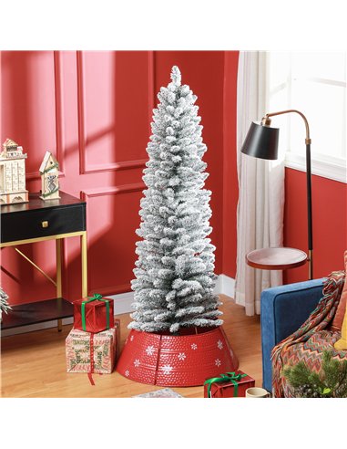 HOMCOM 5ft Artificial Snowy Pencil Christmas Tree - White
