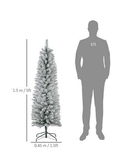HOMCOM 5ft Artificial Snowy Pencil Christmas Tree - White - pic 210503 | FastDaddyshop