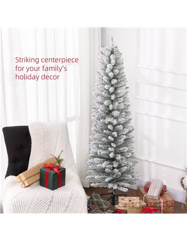 HOMCOM 5ft Artificial Snowy Pencil Christmas Tree - White