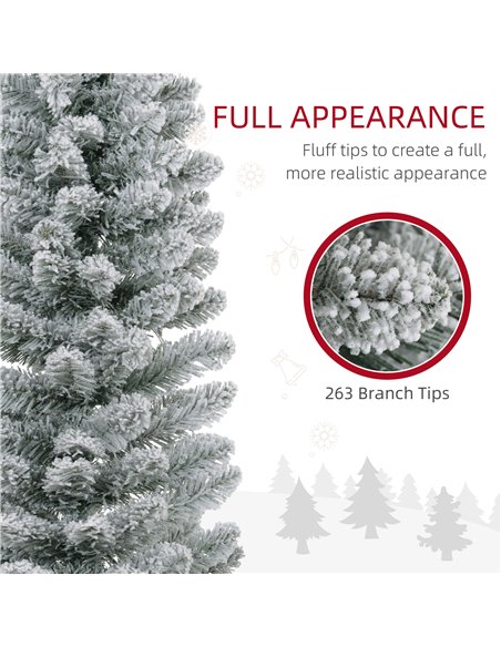 HOMCOM 5ft Artificial Snowy Pencil Christmas Tree - White - pic 210505 | FastDaddyshop