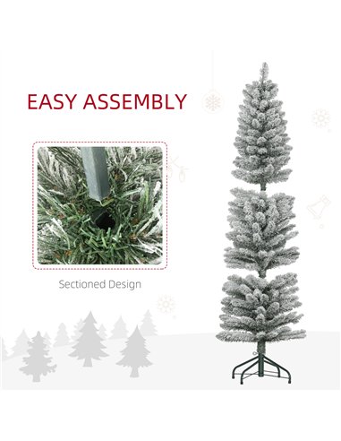 HOMCOM 5ft Artificial Snowy Pencil Christmas Tree - White