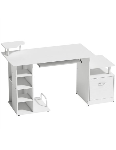 HOMCOM Computer Desk with Drawer Shelves CPU Storage Rack White - pic 210519 | FastDaddyshop