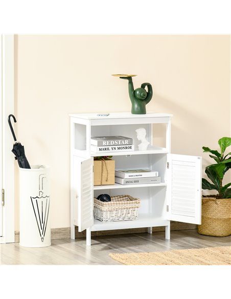 Kleankin Freestanding Bathroom Storage Cabinet with Double Shutter Doors, White - pic 21052 | FastDaddyshop