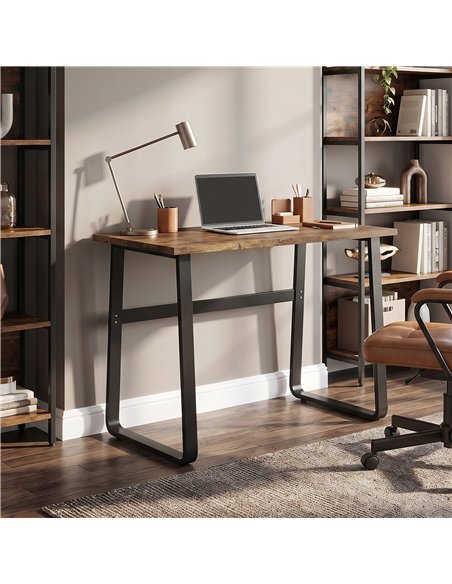 HOMCOM Industrial Writing Desk With Metal Legs, 100 x 58 x 74.5cm, Rustic Brown and Black - pic 210529 | FastDaddyshop
