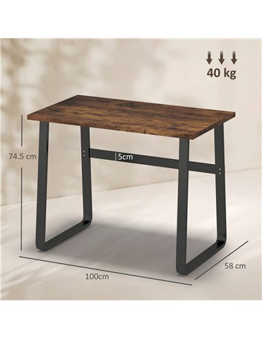 HOMCOM Industrial Writing Desk With Metal Legs, 100 x 58 x 74.5cm, Rustic Brown and Black