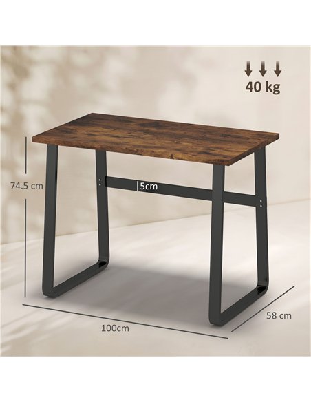 HOMCOM Industrial Writing Desk With Metal Legs, 100 x 58 x 74.5cm, Rustic Brown and Black - pic 210530 | FastDaddyshop