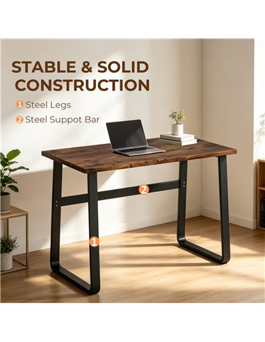 HOMCOM Industrial Writing Desk With Metal Legs, 100 x 58 x 74.5cm, Rustic Brown and Black