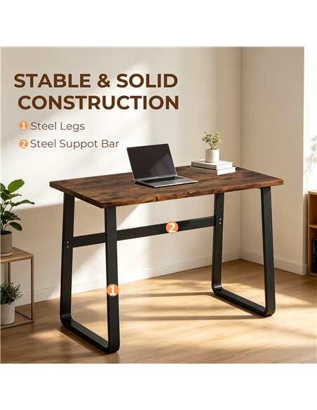 HOMCOM Industrial Writing Desk With Metal Legs, 100 x 58 x 74.5cm, Rustic Brown and Black - pic 210532 | FastDaddyshop