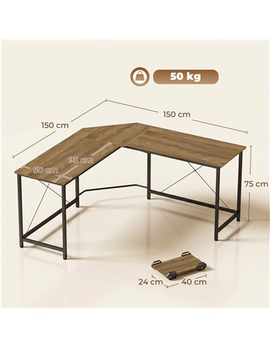 HOMCOM Corner L-Shape Computer Desk PC Workstation Writing Gaming Table Home Office