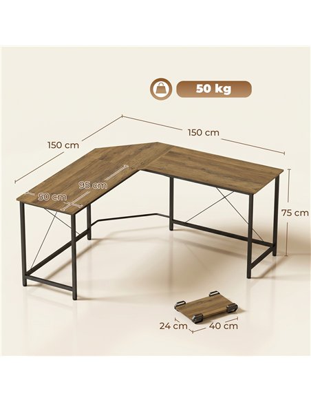 HOMCOM Corner L-Shape Computer Desk PC Workstation Writing Gaming Table Home Office - pic 210539 | FastDaddyshop