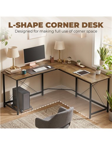 HOMCOM Corner L-Shape Computer Desk PC Workstation Writing Gaming Table Home Office