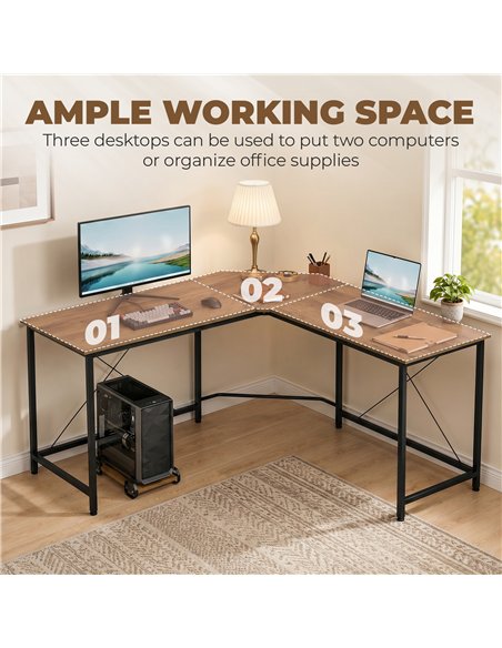 HOMCOM Corner L-Shape Computer Desk PC Workstation Writing Gaming Table Home Office - pic 210541 | FastDaddyshop