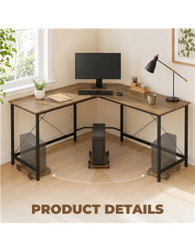HOMCOM Corner L-Shape Computer Desk PC Workstation Writing Gaming Table Home Office