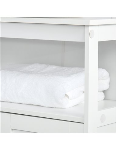 Kleankin Freestanding Bathroom Storage Cabinet with Double Shutter Doors, White