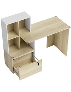 HOMCOM Computer Desk, Office Desk with Bookshelf, File Drawer and Legal Hanging File Holders, Oak Wood Effect