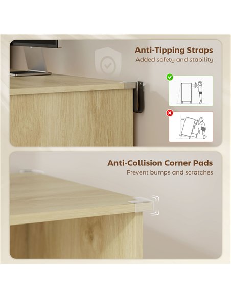 HOMCOM Computer Desk, Office Desk with Bookshelf, File Drawer and Legal Hanging File Holders, Oak Wood Effect - pic 210569 | FastDaddyshop