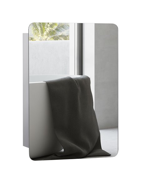 Kleankin On-Wall Mounted Bathroom Storage Cabinet with Sliding Mirror Door, Silver - pic 21057 | FastDaddyshop