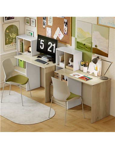HOMCOM Computer Desk, Office Desk with Bookshelf, File Drawer and Legal Hanging File Holders, Oak Wood Effect