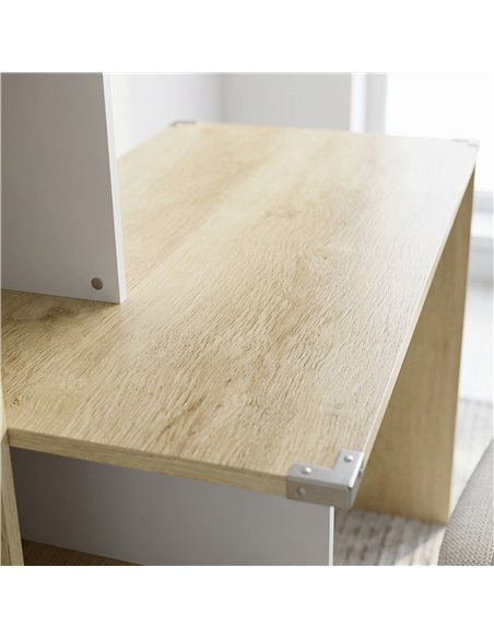 HOMCOM Computer Desk, Office Desk with Bookshelf, File Drawer and Legal Hanging File Holders, Oak Wood Effect - pic 210572 | FastDaddyshop