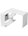 HOMCOM L Shaped Computer Desk, 110 x 100cm Reversible Corner Desk with Fabric Drawer and Storage Shelves, White