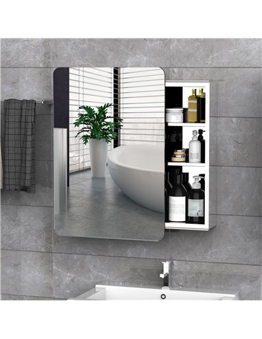 Kleankin On-Wall Mounted Bathroom Storage Cabinet with Sliding Mirror Door, Silver