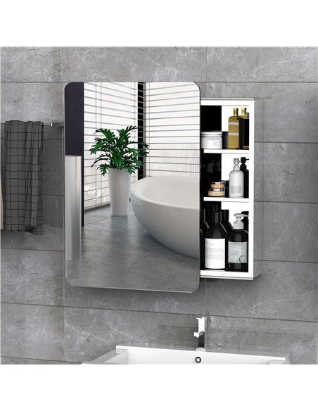 Kleankin On-Wall Mounted Bathroom Storage Cabinet with Sliding Mirror Door, Silver - pic 21058 | FastDaddyshop