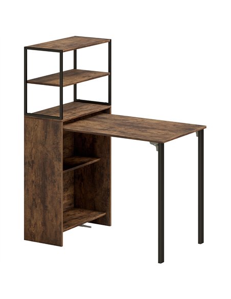 HOMCOM Folding Shelf and Work Table - Brown/Black - pic 210582 | FastDaddyshop