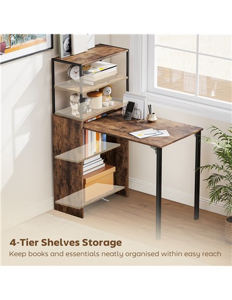 HOMCOM Folding Shelf and Work Table - Brown/Black - pic 210586 | FastDaddyshop