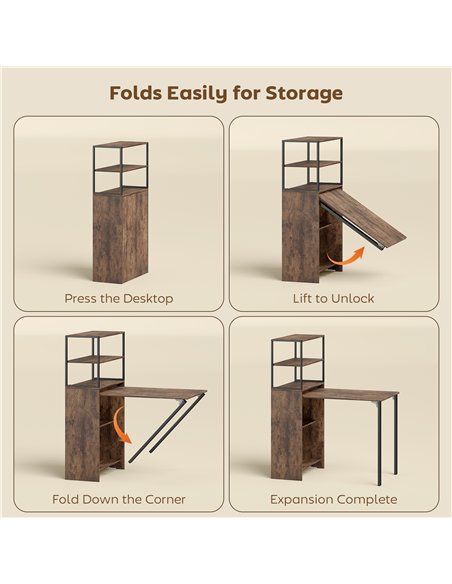 HOMCOM Folding Shelf and Work Table - Brown/Black - pic 210588 | FastDaddyshop