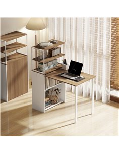 HOMCOM Folding Shelf and Work Table - Natural 2