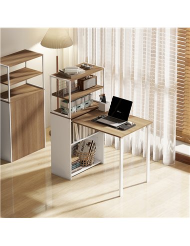 HOMCOM Folding Shelf and Work Table - Natural