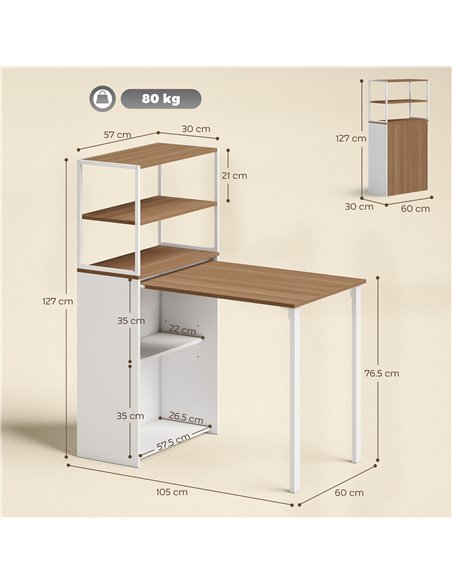 HOMCOM Folding Shelf and Work Table - Natural - pic 210593 | FastDaddyshop