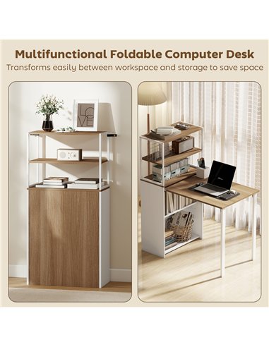 HOMCOM Folding Shelf and Work Table - Natural