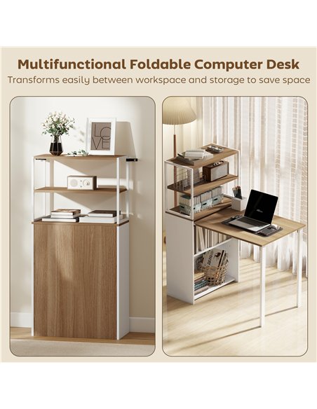 HOMCOM Folding Shelf and Work Table - Natural - pic 210594 | FastDaddyshop