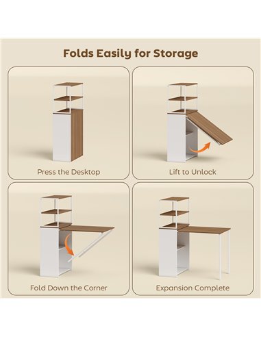 HOMCOM Folding Shelf and Work Table - Natural