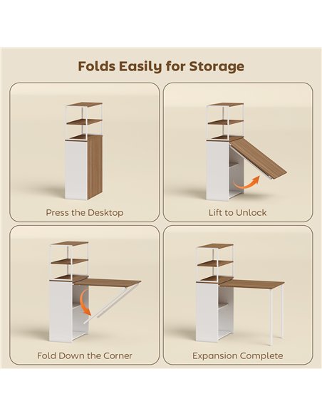 HOMCOM Folding Shelf and Work Table - Natural - pic 210597 | FastDaddyshop